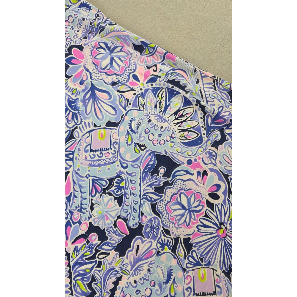 Lilly Pulitzer Bay Dress Elephant Namaste in the Jungle Swing Cotton Jersey sz L - Picture 2 of 9